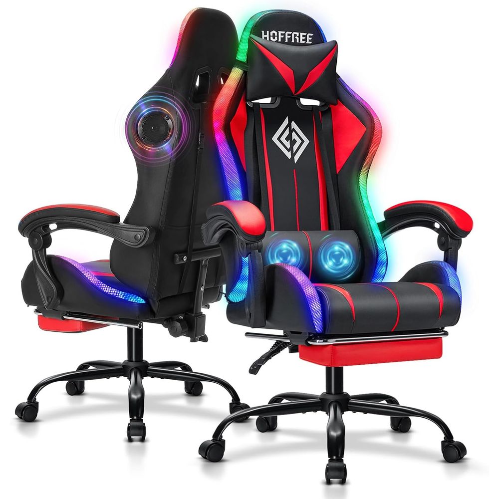 Speakers - Kursi Gaming RGB dengan Speaker Bluetooth