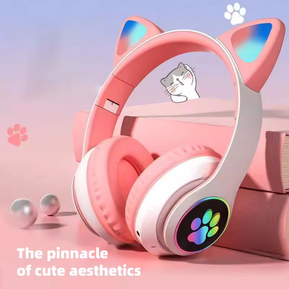 Cat Ear Bluetooth Headset Led - Headset Nirkabel Telinga Kucing Lucu untuk