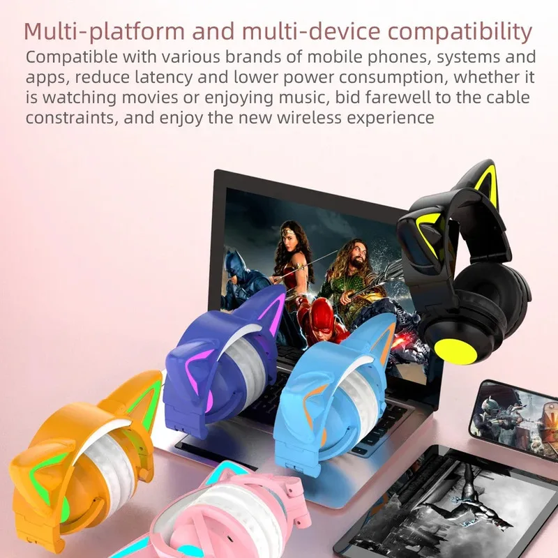 ZW068 Headset LED Telinga Kuci - Cat Ear Bluetooth Headset Led ulasan dan harga