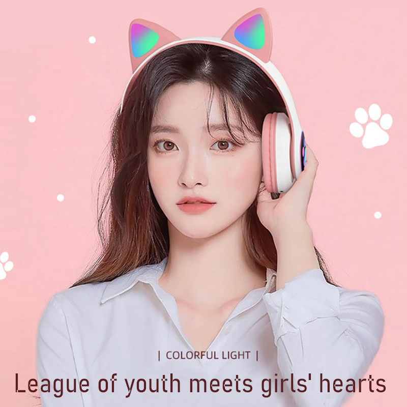 Headphone telinga kucing LED b - Cat Ear Bluetooth Headset Led ulasan dan harga