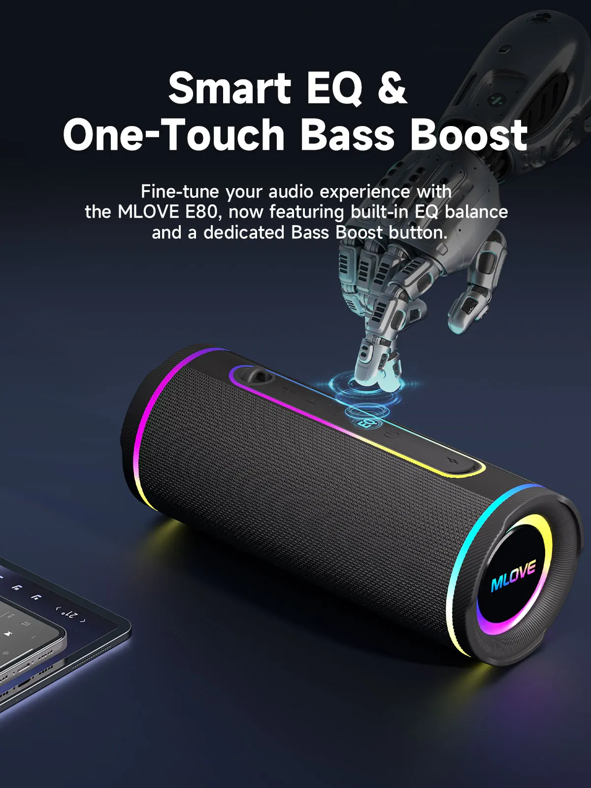 MLOVE E80 Speaker Bluetooth Po - Portable Bluetooth Speaker Waterproof Ipx7 ulasan dan harga