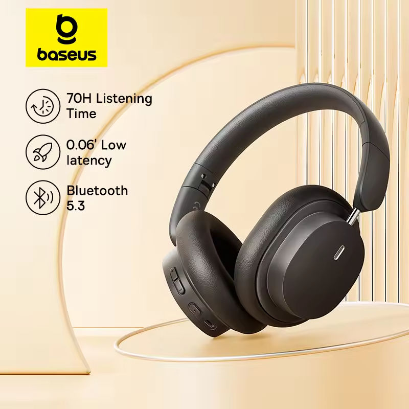 Headphone Nirkabel Baseus Bowi - Anc Wireless Over Ear Headphones ulasan dan harga