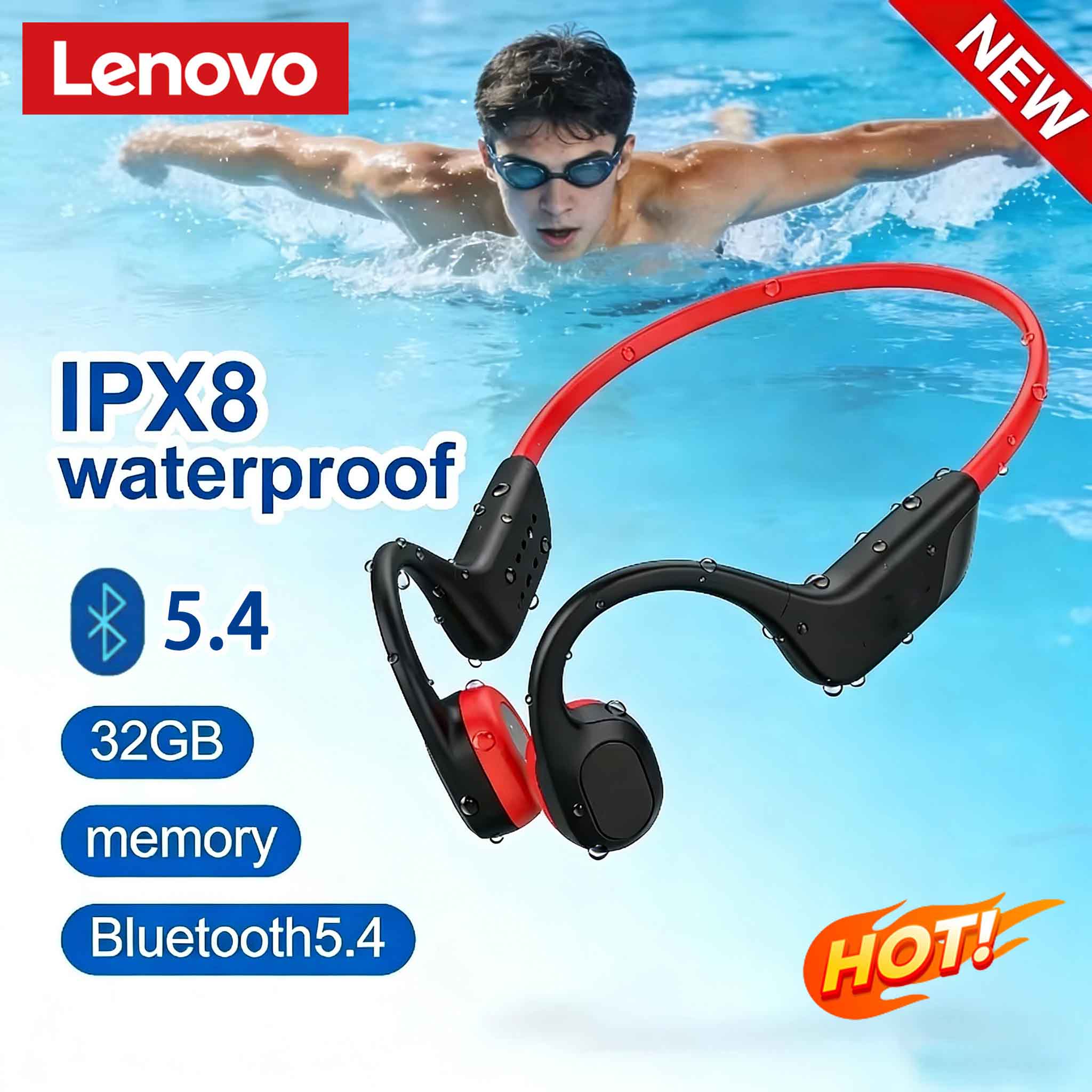 Headset Konduksi Tulang Lenovo - Bone Conduction Running Headphones ulasan dan harga