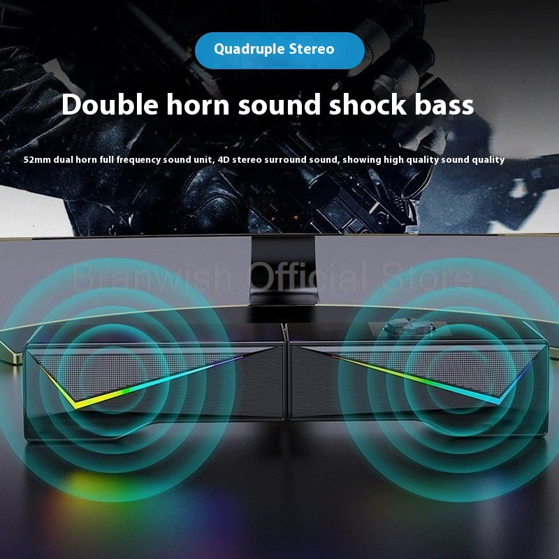 Soundbar Gaming RGB dengan Spe - Rgb Computer Soundbar For Pc ulasan dan harga