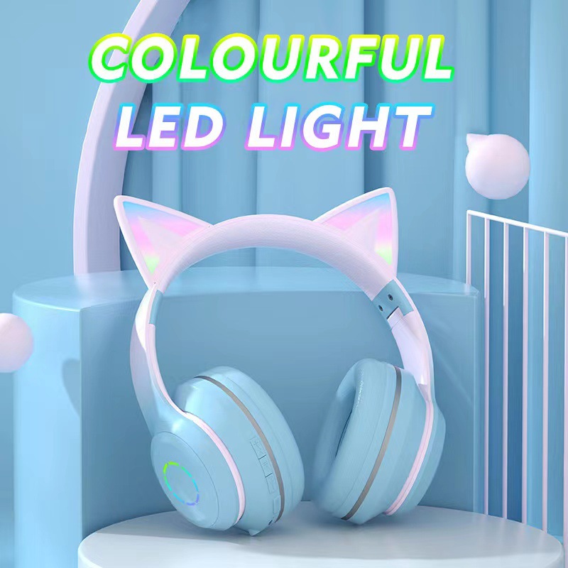 Headset Bluetooth Terlaris Bar - Cat Ear Bluetooth Headset Led ulasan dan harga