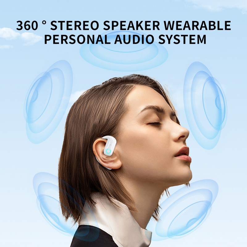 Earphone nirkabel terbuka Blue - Open Ear Air Conduction Headphones ulasan dan harga