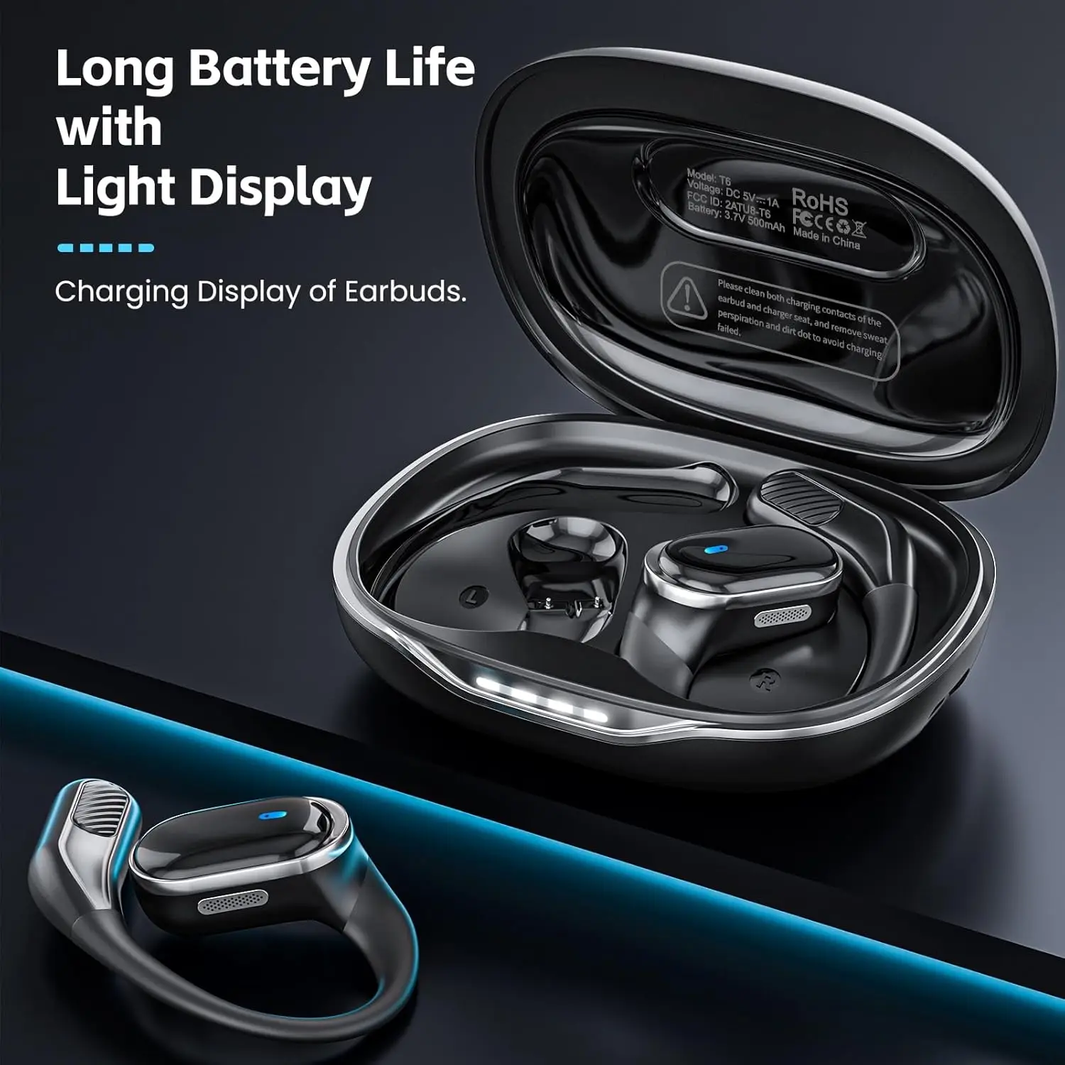 Earphone Bluetooth Nirkabel de - Open Ear Air Conduction Headphones ulasan dan harga